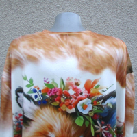 5XL Нова блузка с графичен принт(Лиса) , снимка 8 - Тениски - 45064274