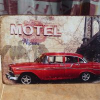 Метална табела кола ретро модел стара Мотел американска телефон, снимка 1 - Други ценни предмети - 9005261