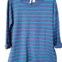 Дамска блуза на райета H&M Divided, Тъмносиня, M, снимка 1 - Блузи с дълъг ръкав и пуловери - 45781943