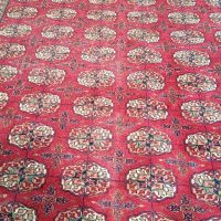 Ръчно тъкан огромен Туркменски килим модел Бухара килимът няма забележки просто трябва да се освежи, снимка 7 - Килими - 45452941
