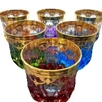  Сервиз от 6 бр.чаши за уиски 999(24к)злато,цветен кристал,емайл+подарък, снимка 4 - Чаши - 45018107