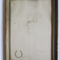 СтараКартина -шарж, принт - Кръстьо Сарафов с неговия подпис, снимка 1 - Картини - 45524726