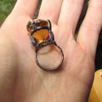 Сребърен пръстен с голям цитрин 22x16мм, 32 карата, снимка 5 - Пръстени - 45324469