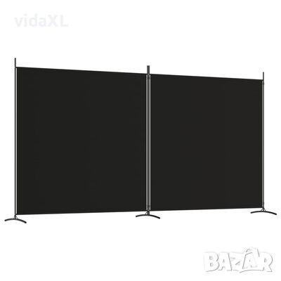 vidaXL Параван за стая, 2 панела, черен, 348x180 cм, плат（SKU:350277, снимка 1
