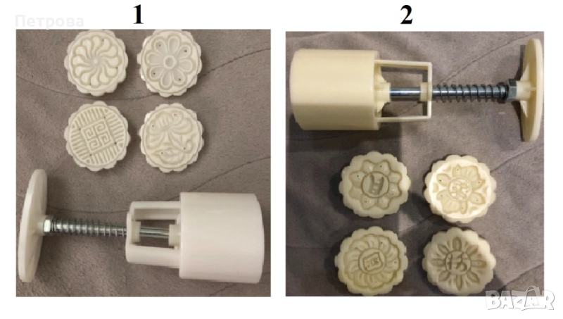 Кръгла преса за сладки с пълнеж – 2 модела - 4 приставки за различни релефи, снимка 1