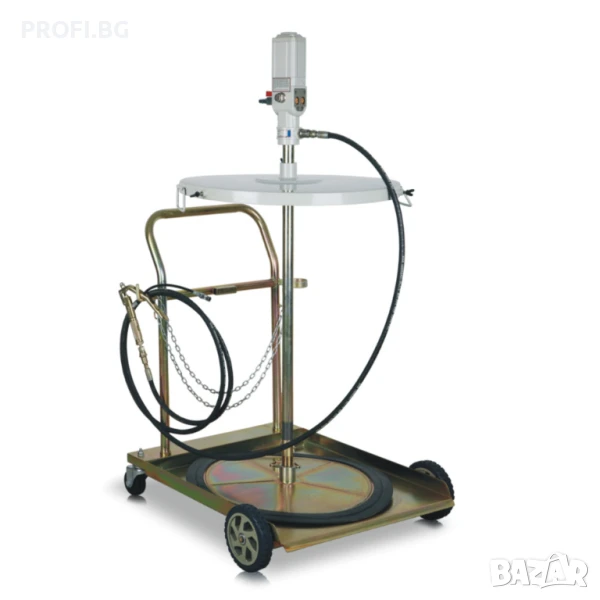 Такаламит пневматичен за варел 200kg грес с количка, снимка 1