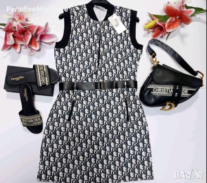 Дамски комплект чехли,чанта и рокля Christian Dior Реплика ААА+, снимка 1