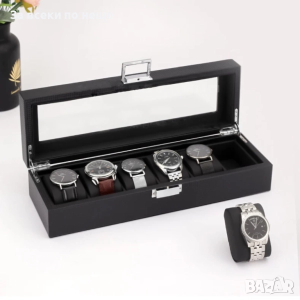 Луксозна кутия за 6 часовника от еко кожа, снимка 1