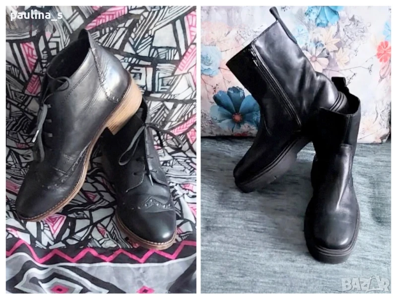 Естествена кожа / Два чифта / Маркови боти "Tamaris" "Pace" crafted shoes / N 39 , снимка 1