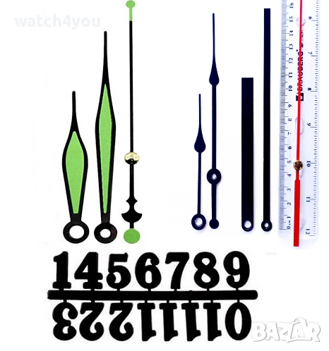 ДЪЛГИ СВЕТЕЩИ СТРЕЛКИ ЗА СТЕНЕН ЧАСОВНИК.ДЪЛГИ СТРЕЛКИ И ЦИФРИ ЗА 3Д СТЕННИ ЧАСОВНИЦИ.3D ЧАСОВНИК, снимка 1