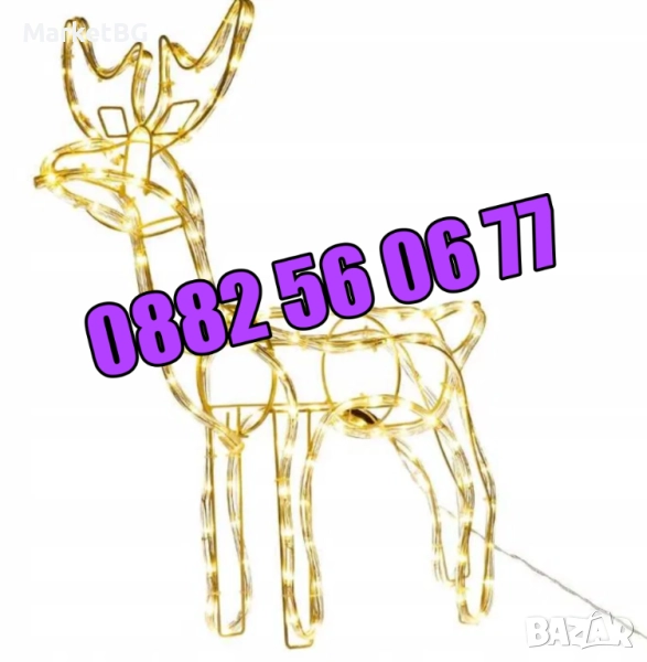 Коледен светещ елен, коледен елен височина 90 см, жълта светлина, снимка 1