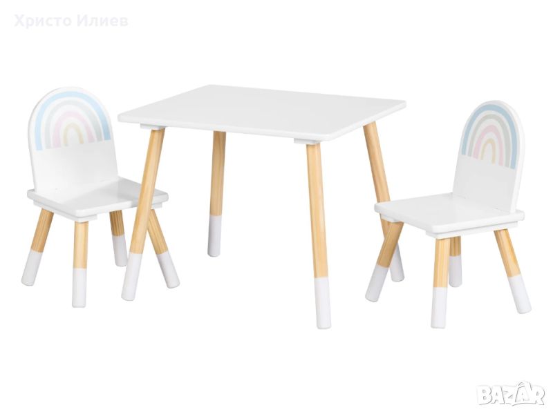 Детска дървена маса и 2 стола комплект Livarno , снимка 1