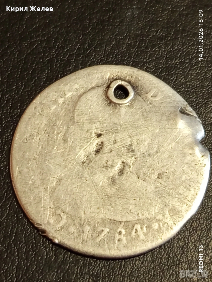 Сребърна монета 2 реала 1784г. Карлос трети Мексико за КОЛЕКЦИЯ 52584, снимка 1