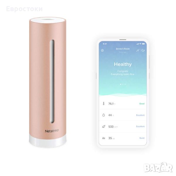 Netatmo Интелигентен вътрешен въздушен монитор. Смарт детектор за качество на въздуха, снимка 1