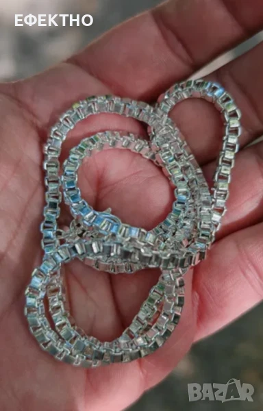 Масивен, верижен сребърен ланец. В кутия за подарък., снимка 1