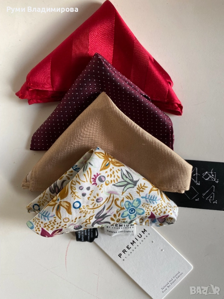 Кърпичка за сако от 100 % коприна, 4 броя, снимка 1