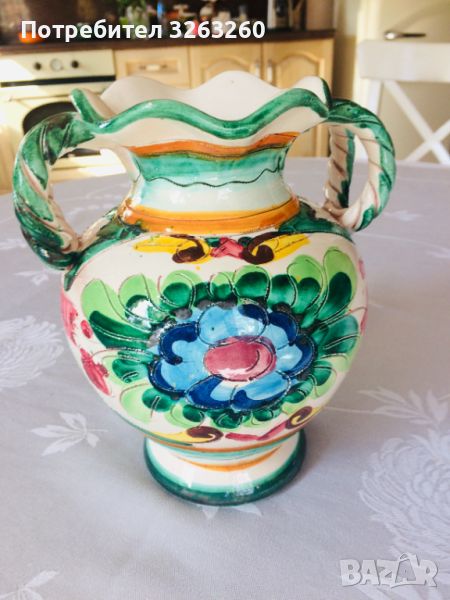 Красива винтидж ретро италианска ваза майолика, снимка 1