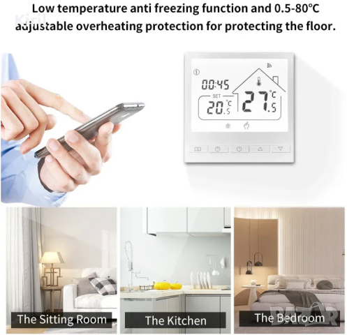 Нов Tuya WiFi интелигентен термостат Температурен регулатор за електрическо подово отопление 16 А, снимка 5 - Ламиниран паркет и подложки - 44957071