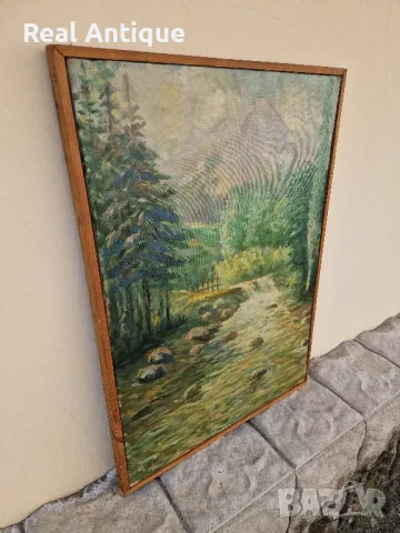Иван Кънчев- масло пейзаж платно автор- 1970 г., снимка 6 - Антикварни и старинни предмети - 49208442