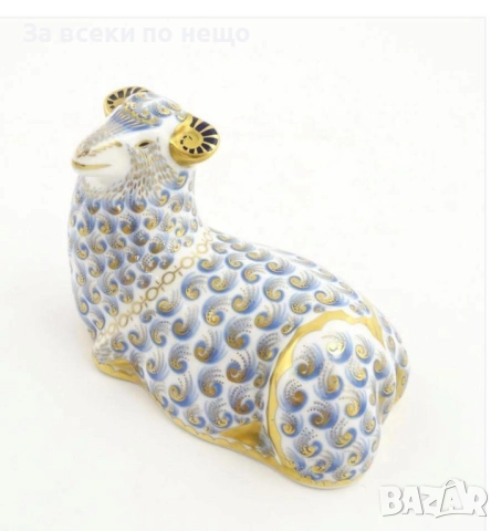 A Royal Crown Derby England  paperweight modelled as a ram/  Circa 1988 Код P1643, снимка 5 - Декорация за дома - 52932793