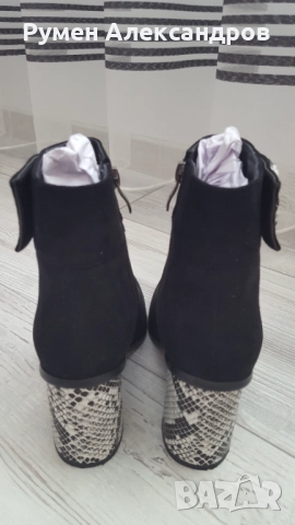 Чисто нови черни велурени дамски боти ELIZA РАЗМЕР 38, снимка 8 - Дамски боти - 52585423