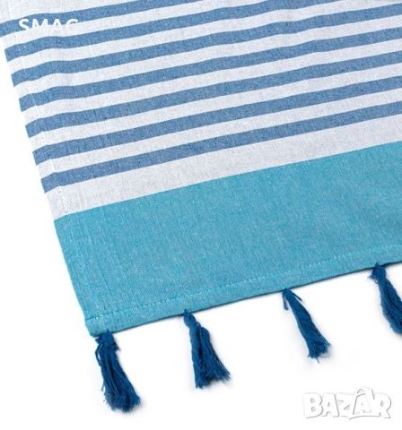 Плажна кърпа (хавлия) от памук Blue Ciel Striped Crochet 180x100 cm, снимка 2 - Други - 46370804