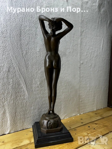 Голяма бронзова статуетка „Пробуждане“ (Reveil) от Филип Волферс (Philippe Wolfers) – 42 см, 3.5 кг, снимка 3 - Антикварни и старинни предмети - 53986387