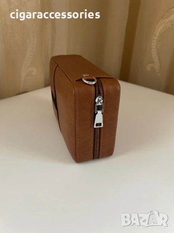Преносим хумидор от естествена кожа за 6 пури – черен/кафяв, снимка 6 - Табакери - 53005681