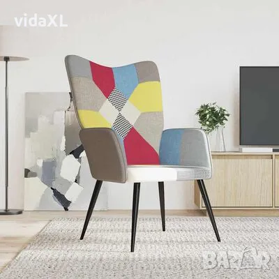 vidaXL Релаксиращ стол, пачуърк, плат(SKU:328185), снимка 2 - Столове - 49544860