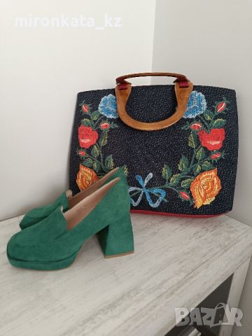 чанта и обувки зелени нови 