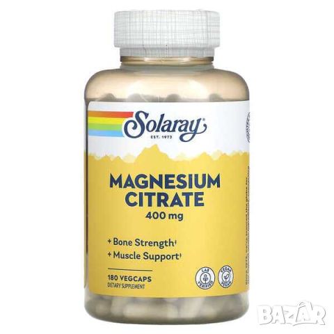 Solaray Магнезиев цитрат, 400 mg, 180 капсули, снимка 1 - Хранителни добавки - 46089939