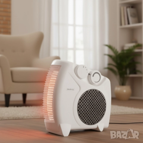 Отоплителна вентилаторна печка Rosberg – 2000W, черен/бял, снимка 3 - Друга електроника - 51852377