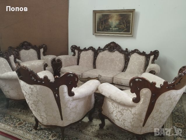 Италианска барокова гарнитура, снимка 5 - Дивани и мека мебел - 45373658