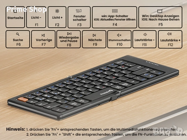 Сгъваема Bluetooth клавиатура ProtoArc XK04, 3 BT канала + стойка за телефон, снимка 13 - Клавиатури и мишки - 53541610