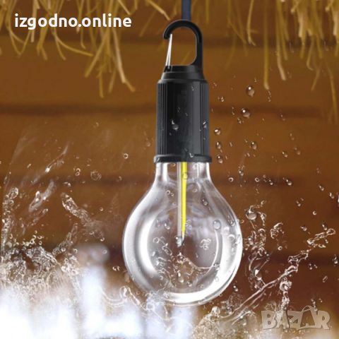 Къмпинг лампа на кука с 3 режима на работа - акумулаторна аварийна крушка, топла светлина, кръгла, снимка 7 - Къмпинг осветление - 45331653