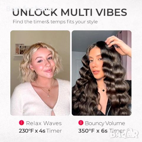 Маша за коса - TYMO ROVY Beach Waves Curling Wand, йонна маша за дълбоки къдрици , снимка 4 - Маши за коса - 54069621