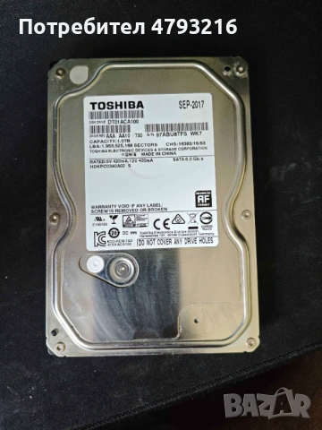 HDD 1TB Toshiba без лоши сектори