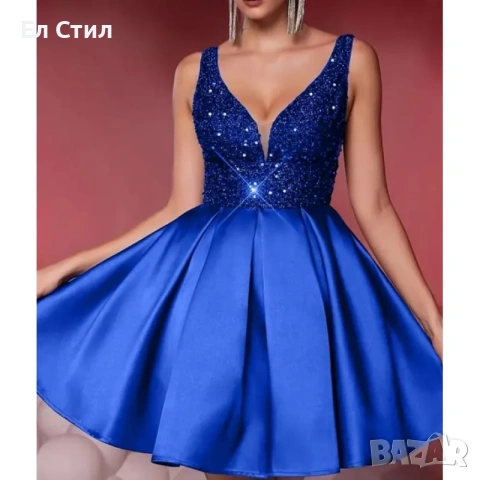 💕Дамска официална рокля. Бордо и синя., снимка 6 - Рокли - 53562289