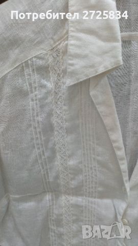 Блуза H&M, 100% лен и шевица, бяла, снимка 3 - Корсети, бюстиета, топове - 46206360
