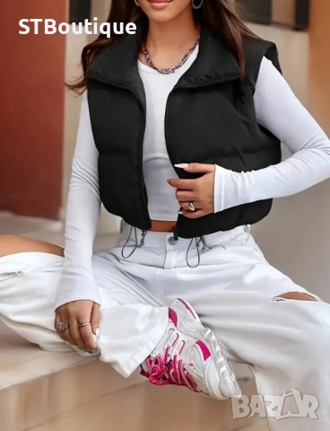 🧥 Дамски ежедневен зимен, къс Елек – STBoutique 🧥, снимка 5 - Елеци - 52331935