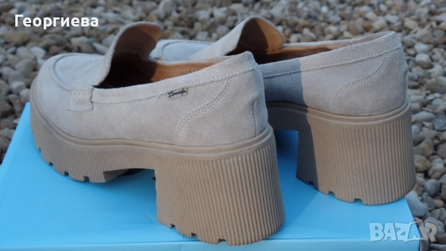 Дамски лоуфъри в бежов цвят, естествен велур, снимка 4 - Дамски елегантни обувки - 51811921
