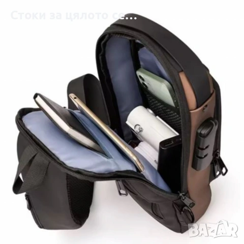 Мъжка чанта за през рамо Crossbody с USB зареждане, снимка 3 - Чанти - 54153584