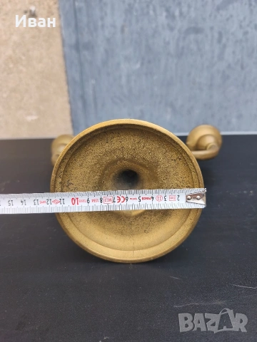 масивен месингов свещник 3ка , снимка 9 - Антикварни и старинни предмети - 53619805