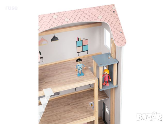 НОВИ! Голяма дървена къща 3 етажа с басейн мебели кукли, снимка 6 - Кукли - 45615093
