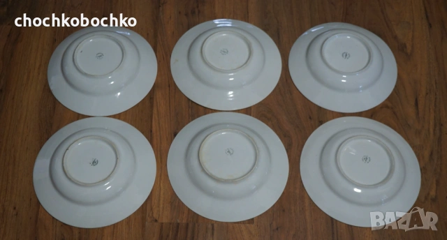 6 Стари порцеланови дълбоки чинии Български Порцелан Изида Кашмир, снимка 5 - Антикварни и старинни предмети - 53869174