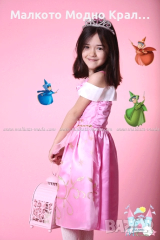 Карнавална рокля Аврора с корона-диадема, снимка 3 - Детски рокли и поли - 51559511