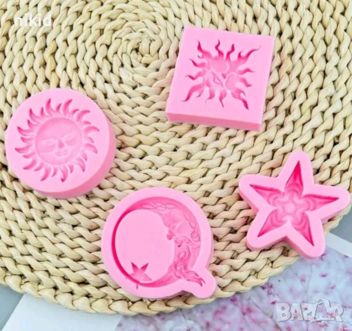 Слънце луна звезда 4 вида силиконов молд форма фондан шоколад гипс декор, снимка 4 - Форми - 50103768