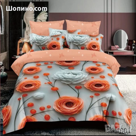 Флорален комплект с ластик, 100% памук  , снимка 12 - Спално бельо - 54111971