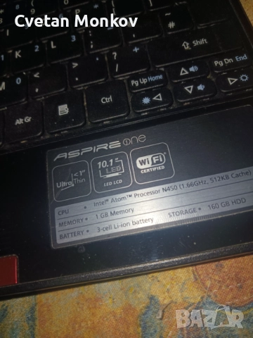 Продавам ACER Aspire One, снимка 4 - Лаптопи за дома - 51779952