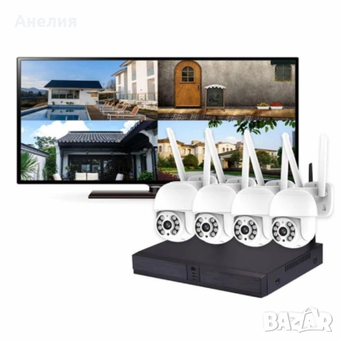 Безжичен WiFi комплект с 4 камери 4К Ultra HD+DVR за видеонаблюдение, снимка 5 - Комплекти за видеонаблюдение - 53330356